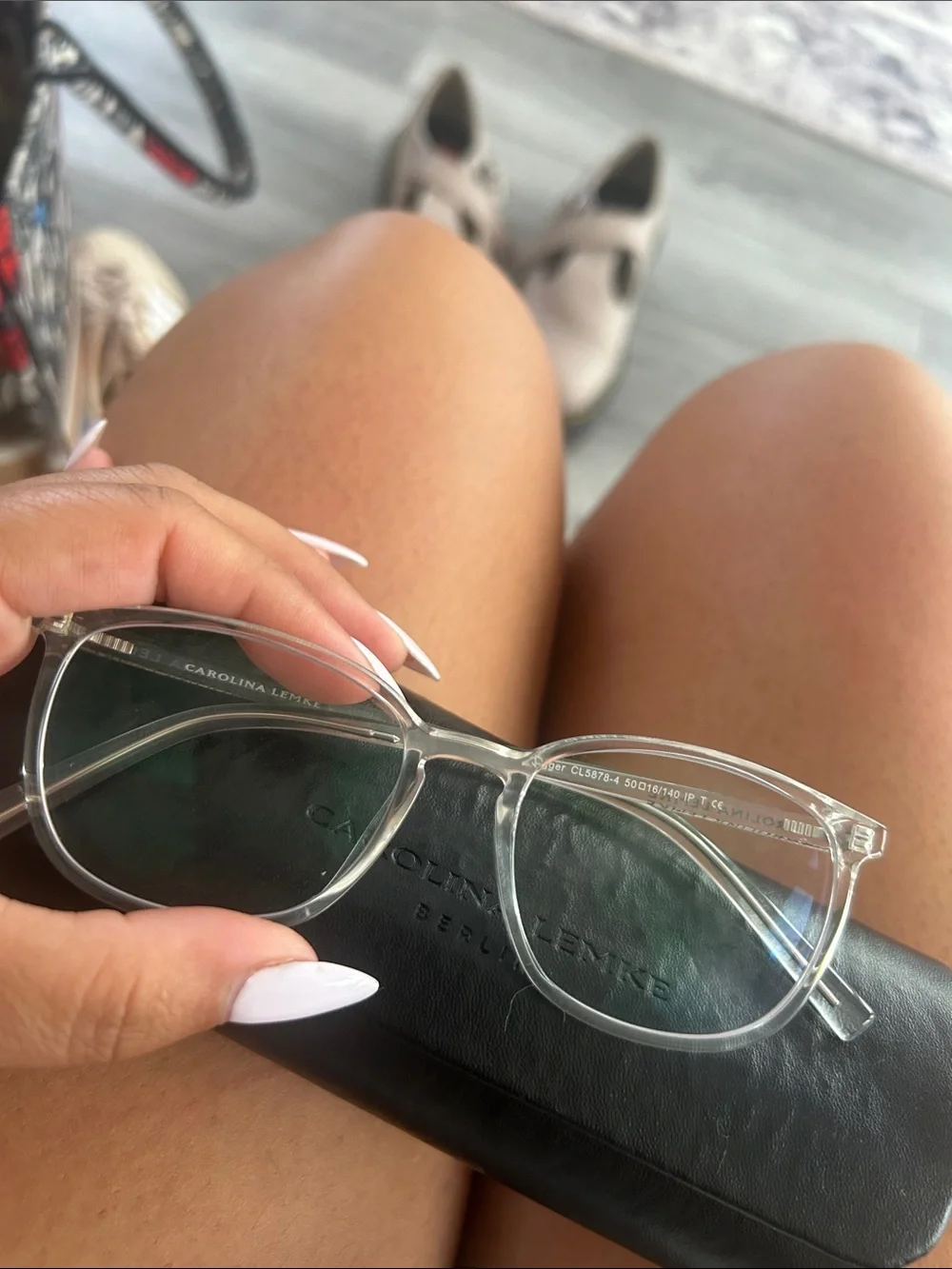 Carolina Lemke Maxwell-C Clear Square Round Glasses prescription with Case